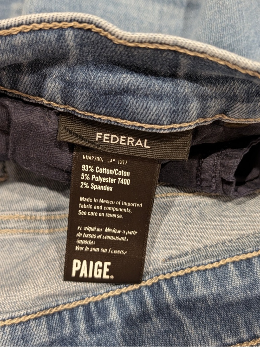 PAIGE Men’s Federal Slim Straight Light Wash Jeans Size 32 - Picture 4 of 4